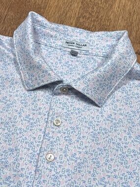 Peter Millar Summer Comfort Beer Golf Wine All Over Print Polo Shirt Mens XL